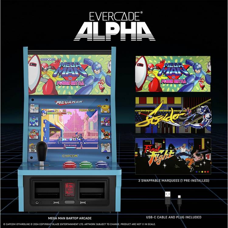 Evercade Alpha Mega Man bartop arcade with 6 Capcom games (British brand)