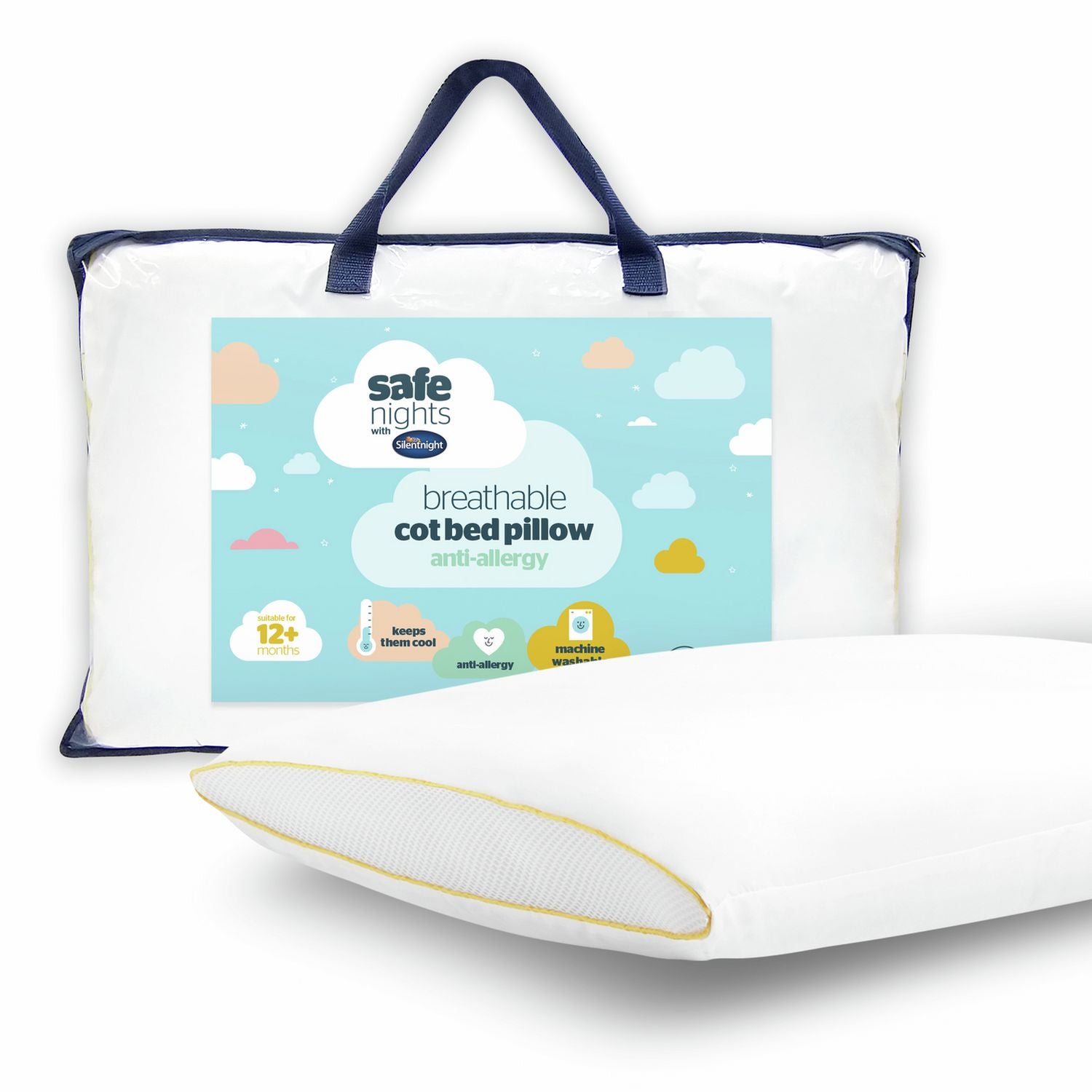 Silentnight breathable cot pillow 60x40cm (British brand)