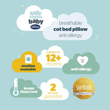 Silentnight breathable cot pillow 60x40cm (British brand)