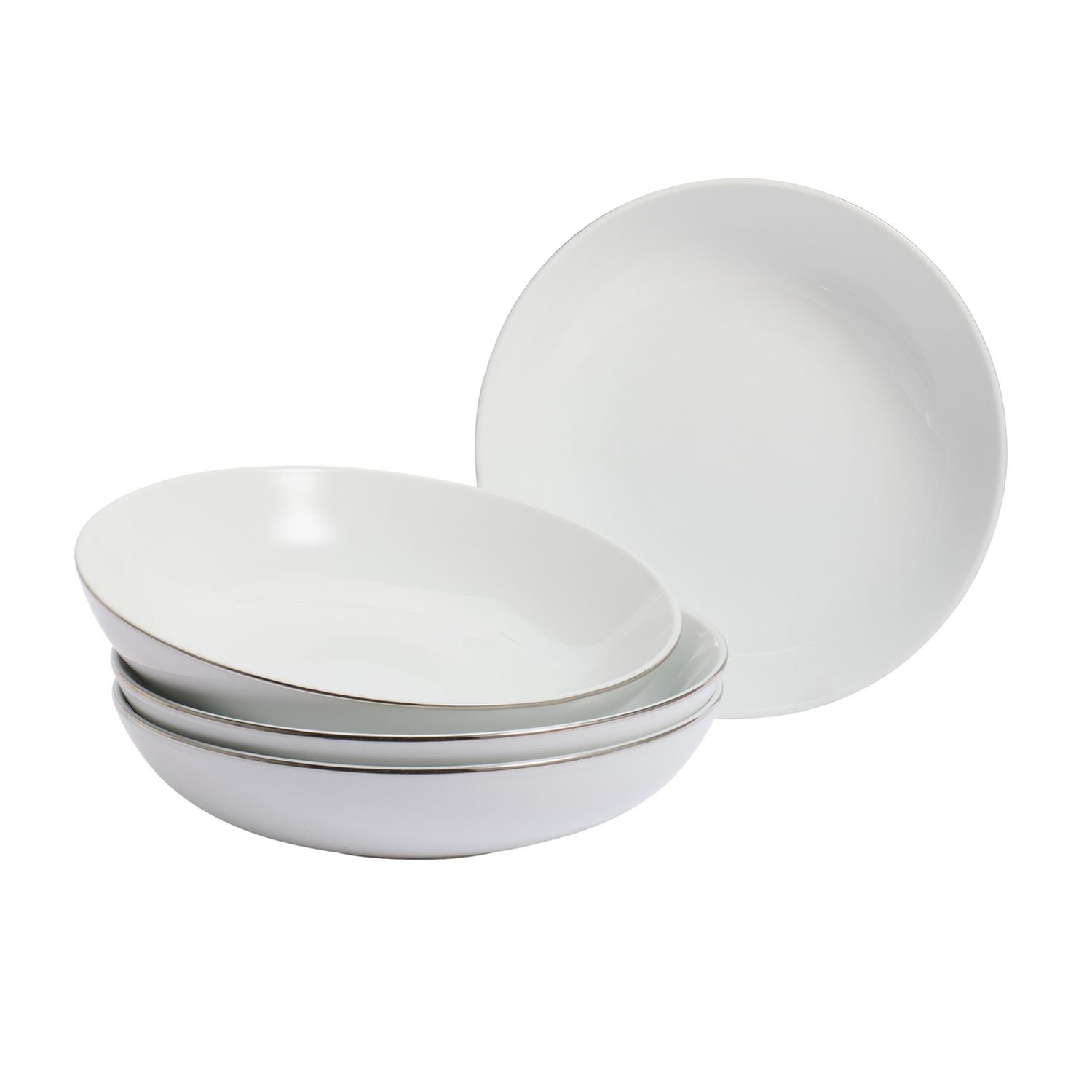 Argos Home silver rim porcelain pasta bowls set of 4 (British brand)