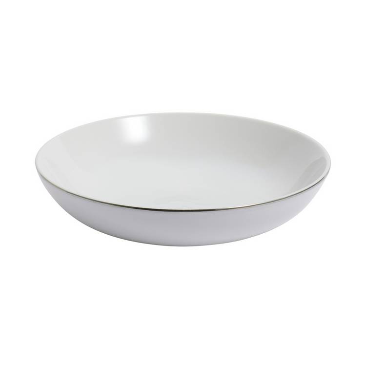 Argos Home silver rim porcelain pasta bowls set of 4 (British brand)