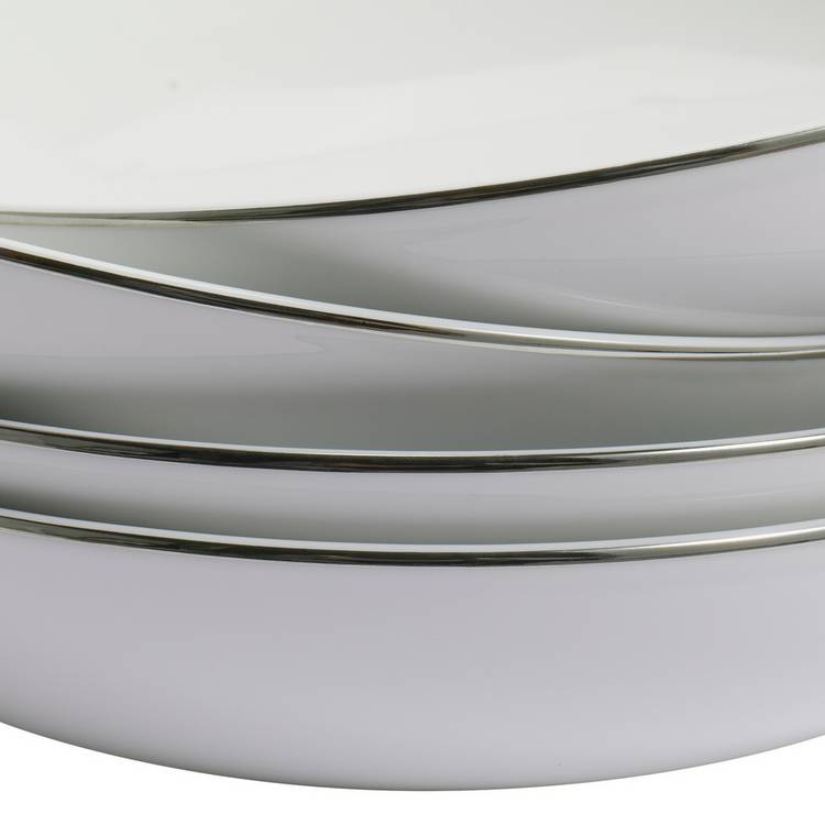 Argos Home silver rim porcelain pasta bowls set of 4 (British brand)