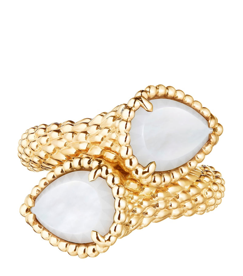 Boucheron Serpent Bohème two-stone ring yellow gold mother-of-pearl - British product