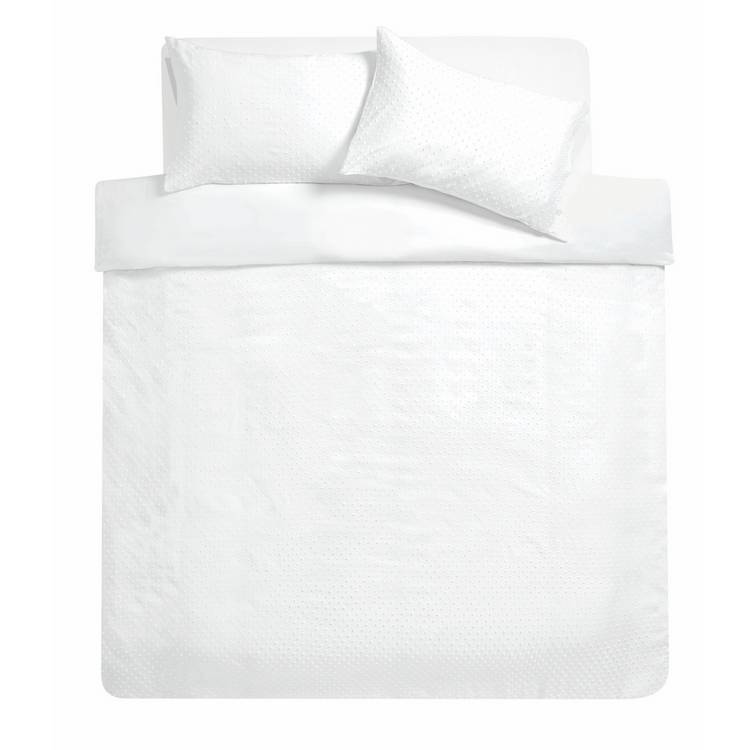 Argos Home embroidered dot white bedding set single, imported from the UK