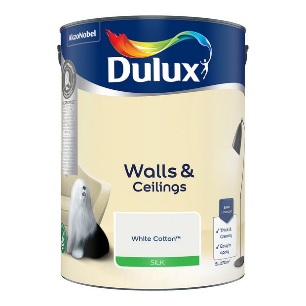 Dulux White Cotton silk paint 5L - British product