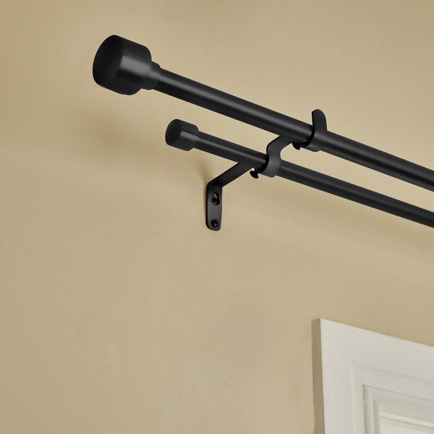 Argos Home matte black double curtain pole extendable 165-300cm, UK version