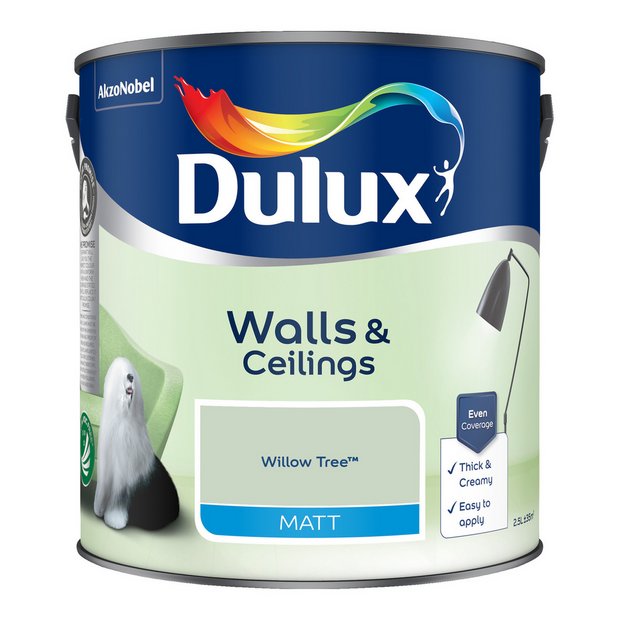 Dulux Walls & Ceilings Matt Paint Willow Tree 2.5L - British product