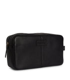 Barbour leather travel wash bag with grab handle and exterior pocket - British product