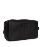 Barbour leather travel wash bag with grab handle and exterior pocket - British product