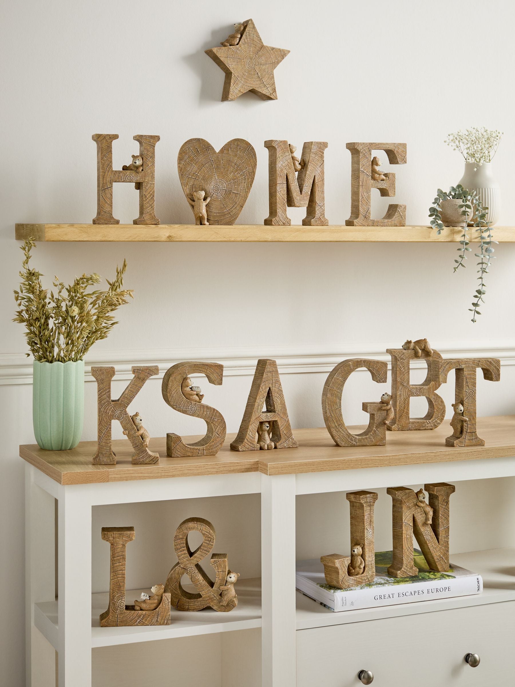 Natural Bertie the Bear Monogram Ornaments