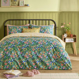 Furn navy floral bird reversible bedding set single, UK version