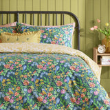 Furn navy floral bird reversible bedding set single, UK version