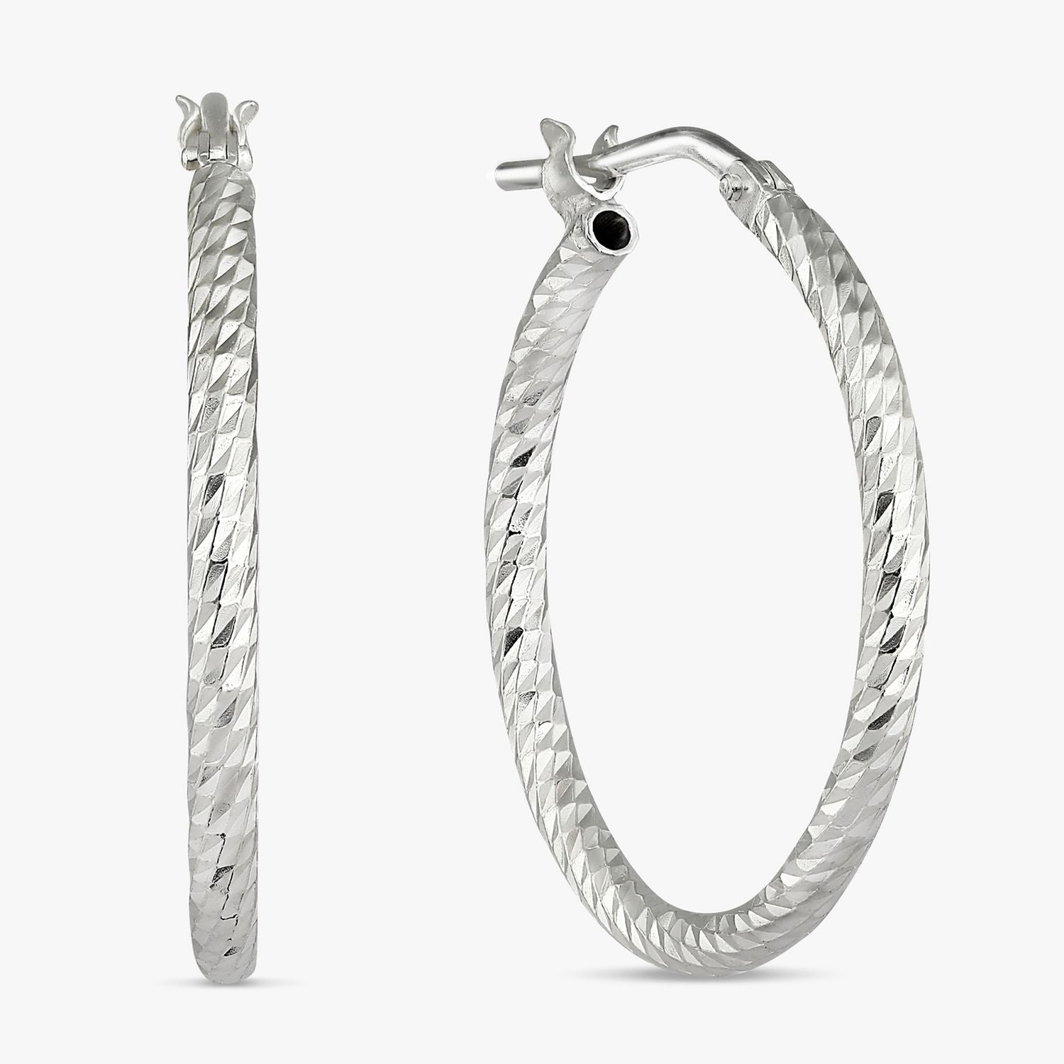 Revere sterling silver hoop earrings diamond cut 24mm drop - British product