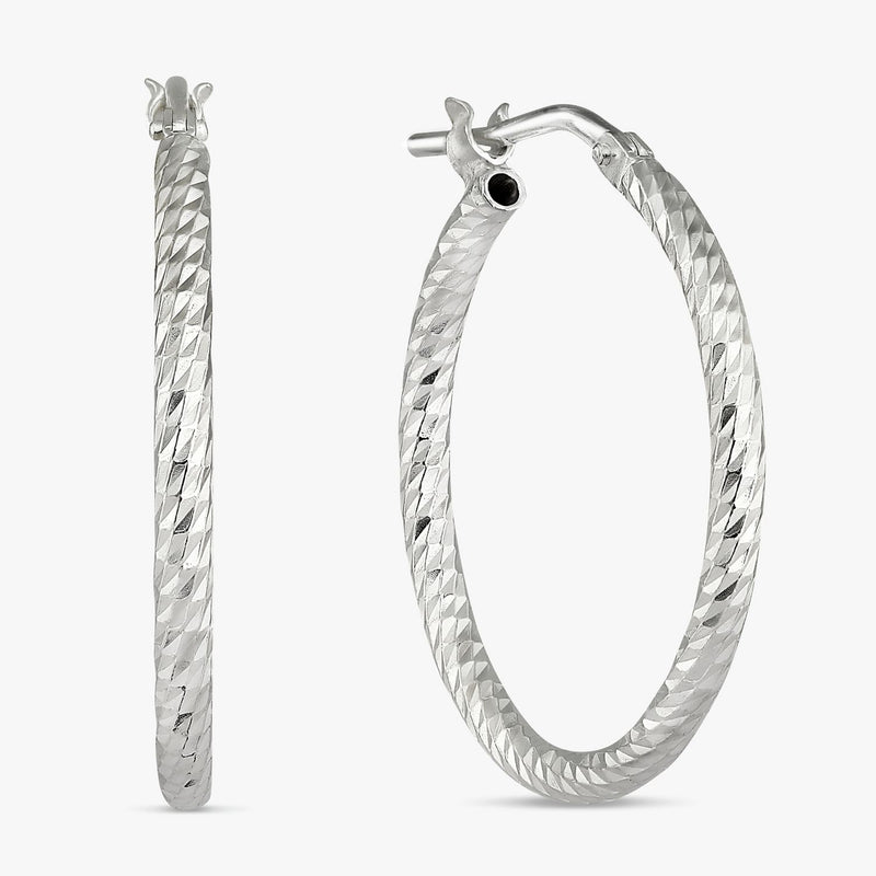 Revere sterling silver hoop earrings diamond cut 24mm drop - British product