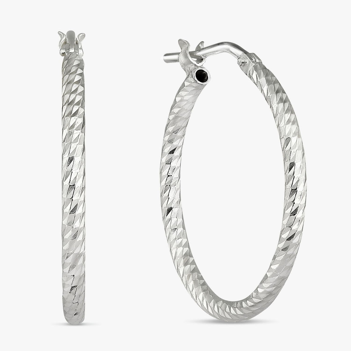 Revere sterling silver hoop earrings diamond cut 24mm drop - British product