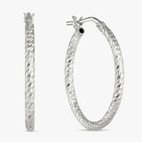 Revere sterling silver hoop earrings diamond cut 24mm drop - British product
