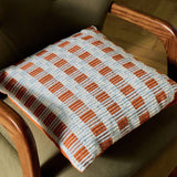 Habitat striped grid woven cushion orange 43x43cm, imported from the UK