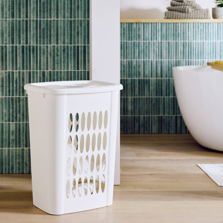 Argos Home white laundry hamper 54L, imported from the UK