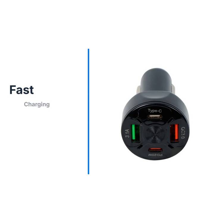 Streetwize 12V USB car charger with Type-C and Type-A ports (British brand)