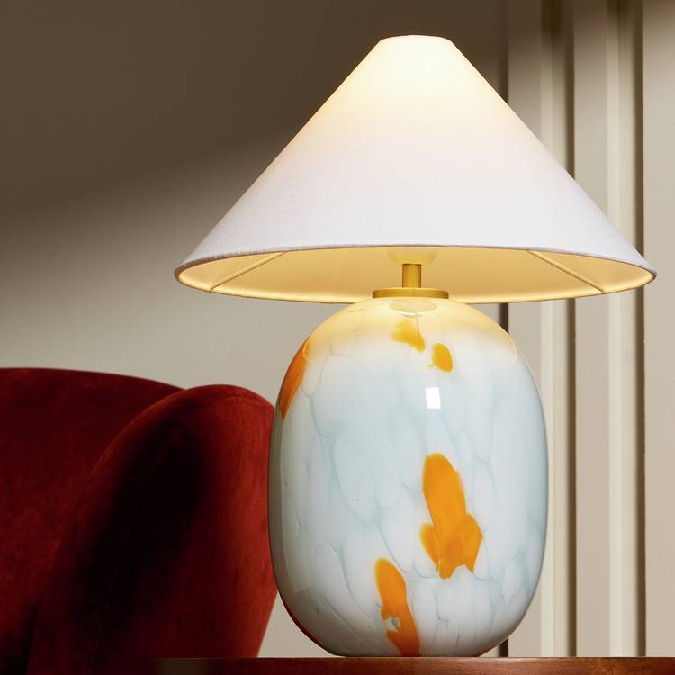 Habitat Rae confetti glass table lamp blue white - British product