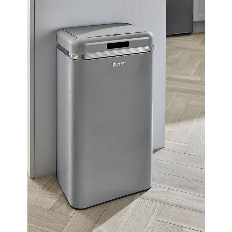 Swan retro square sensor bin 45l grey (British brand)