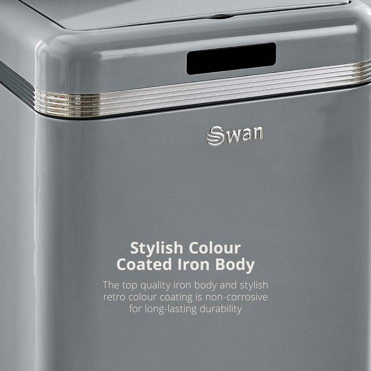 Swan retro square sensor bin 45l grey (British brand)