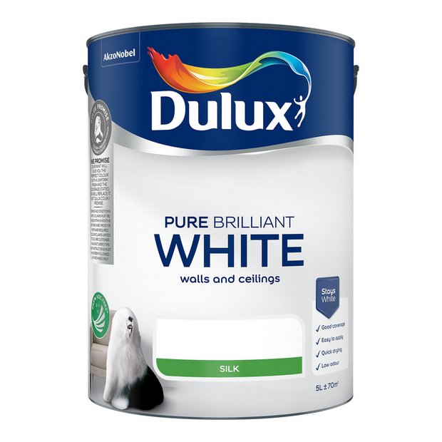Dulux silk paint Pure Brilliant White 5L, UK version