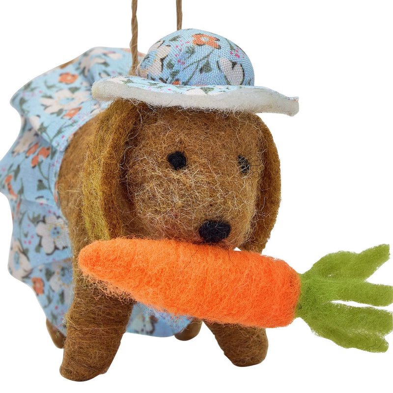 Argos Home felt dog ornament with hat and carrot, UK version