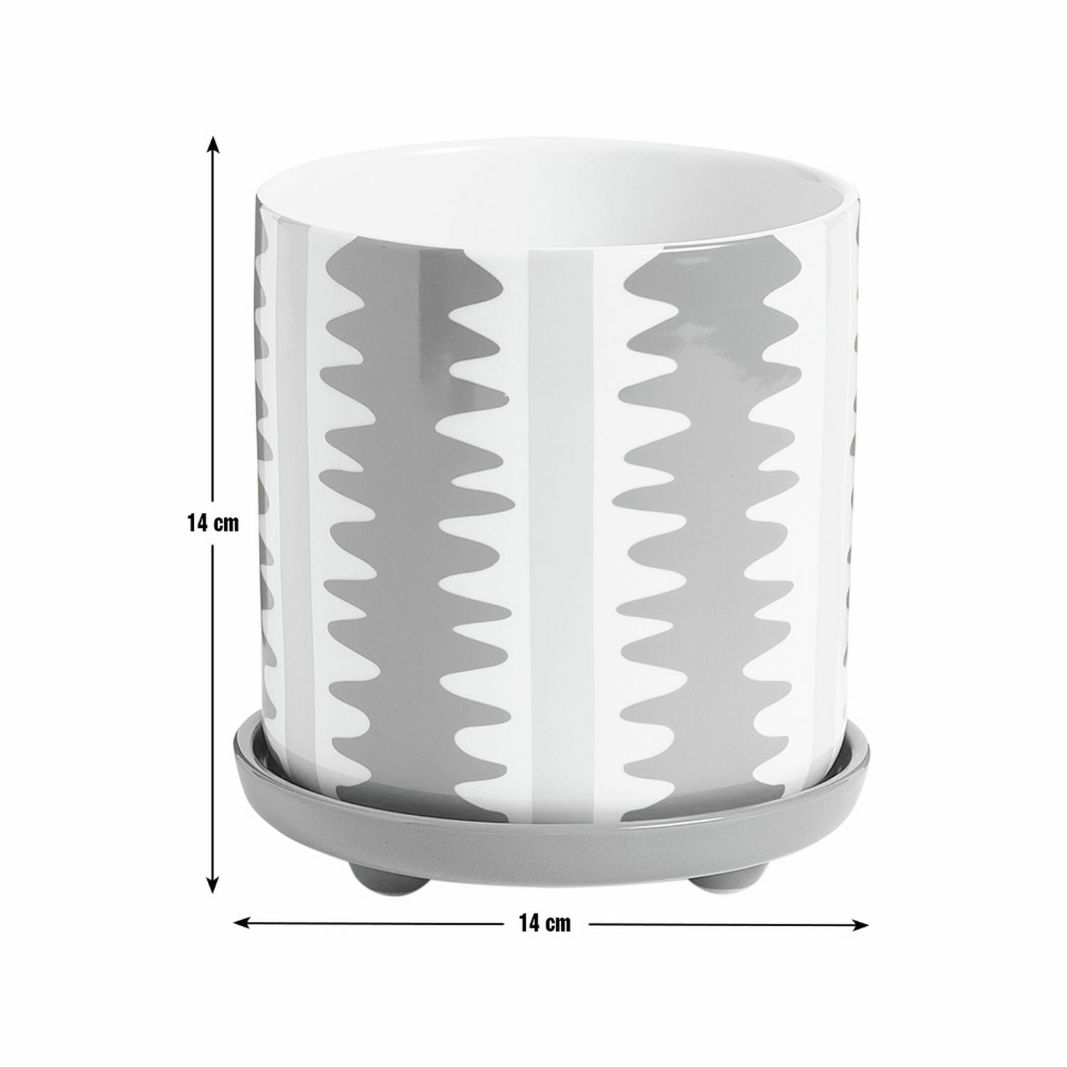 Habitat ceramic yellow striped planter with saucer, UK version