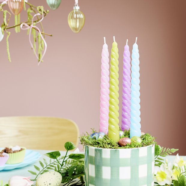 Argos Home twist taper candles in pastel shades (British brand)