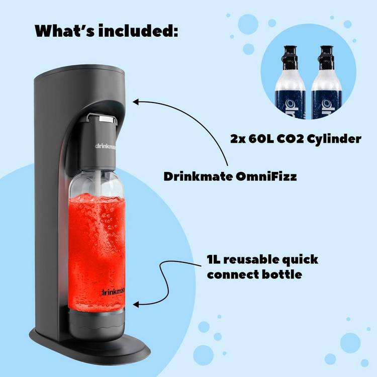 Drinkmate OmniFizz sparkling water maker matte black (British brand)