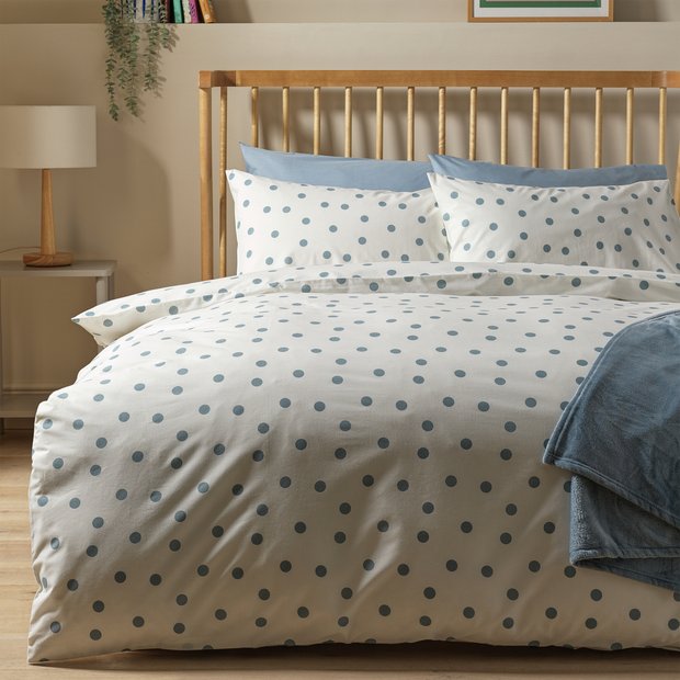 Argos Home blue spot bedding set single (British brand)