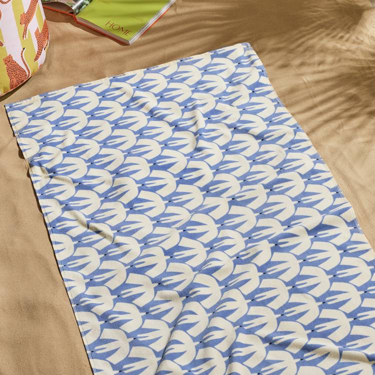 Habitat x Scion blue geometric beach towel 150x80cm - British product