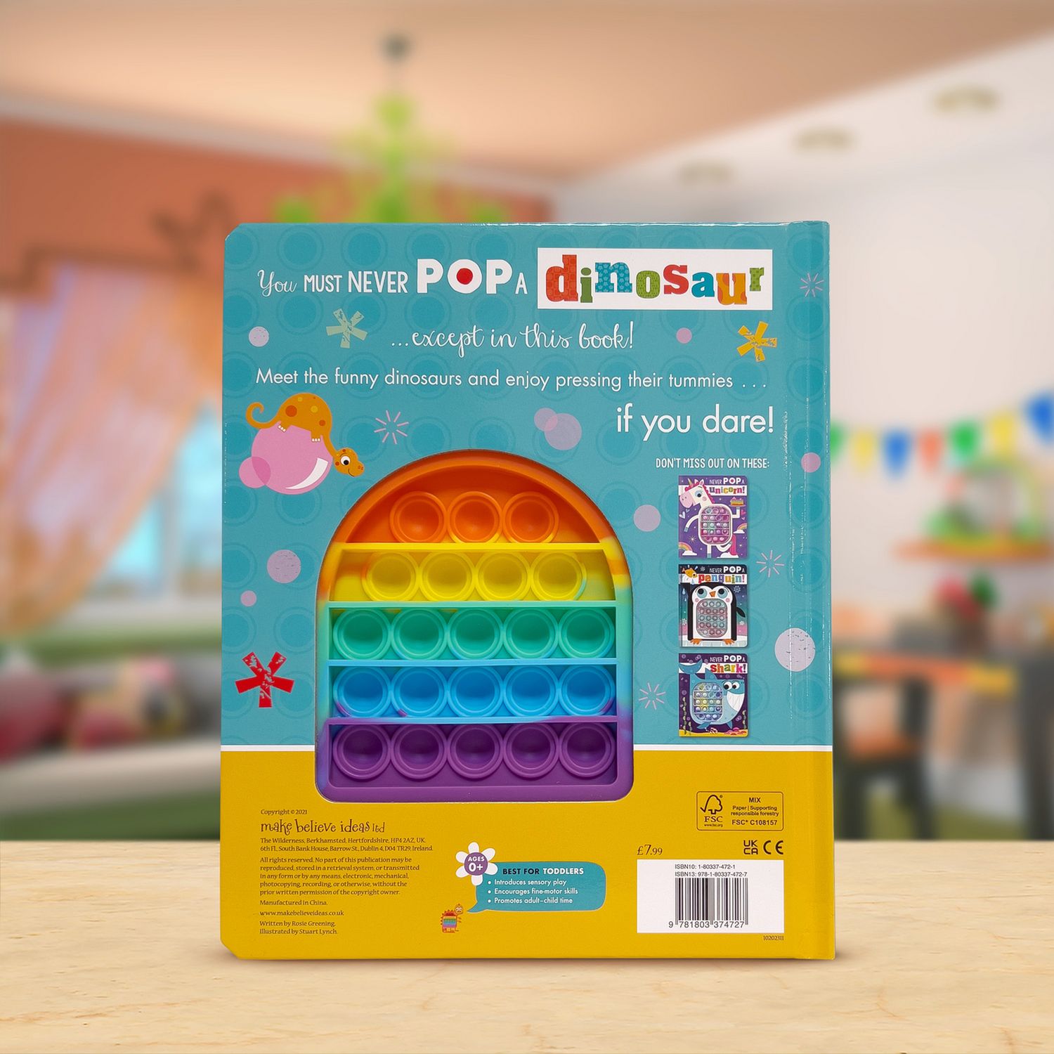 Make Believe Ideas dinosaur fidget popper board book, UK version