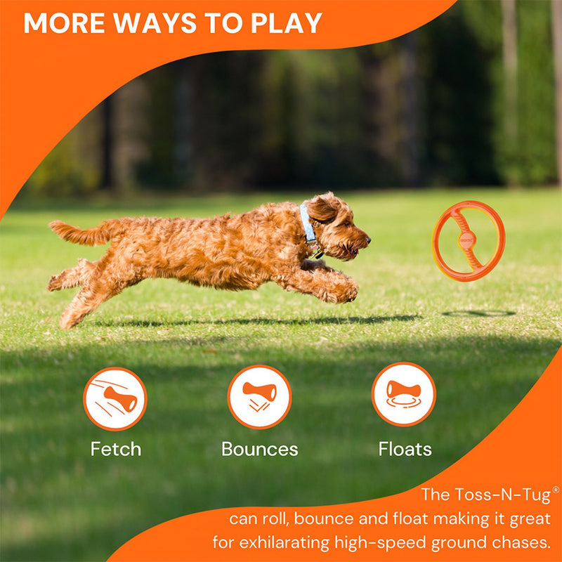 Bionic Toss-N-Tug ring dog toy orange floating, UK version
