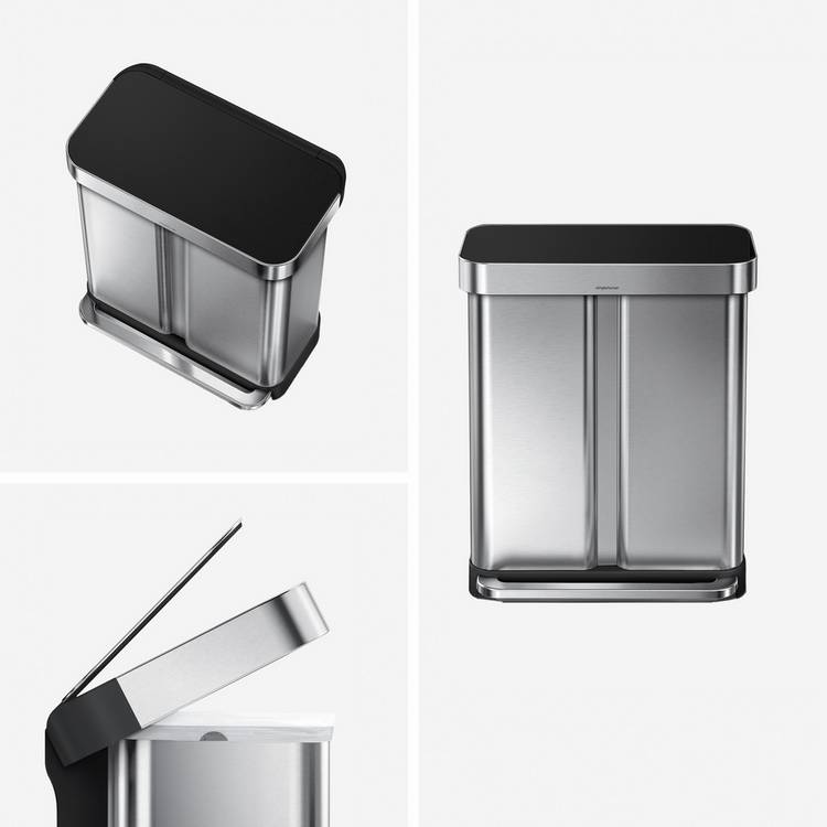 Simplehuman 58L stainless steel recycling bin, imported from the UK