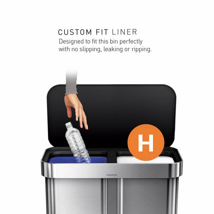 Simplehuman 58L stainless steel recycling bin, imported from the UK