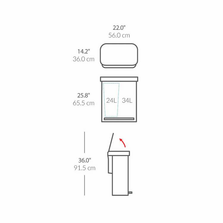 Simplehuman 58L stainless steel recycling bin, imported from the UK