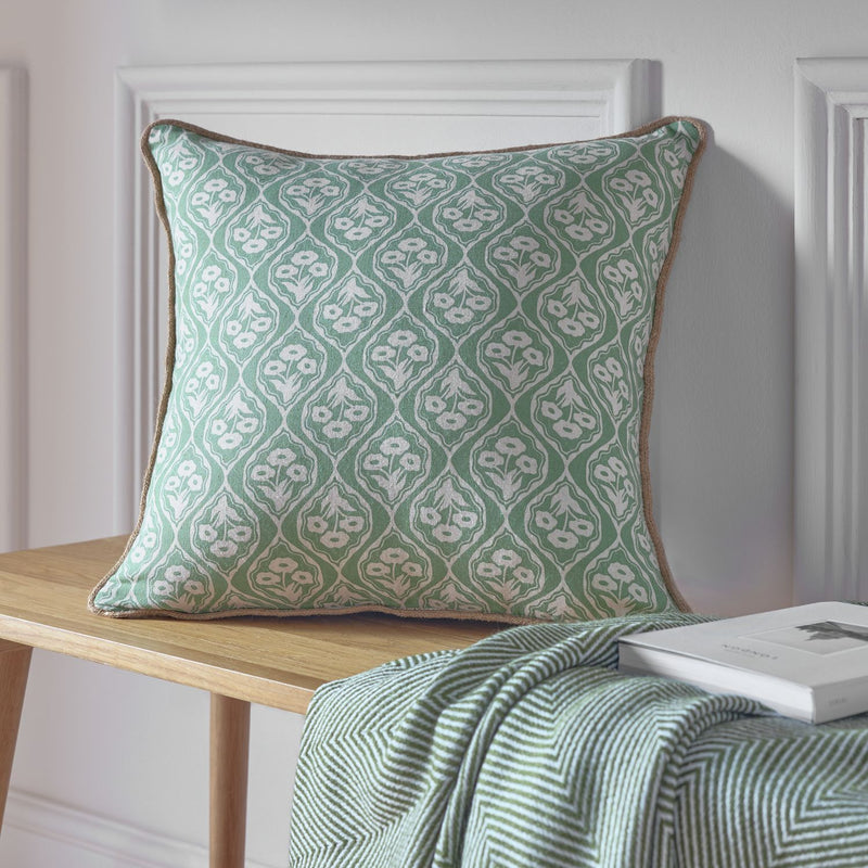 Argos Home Lino Floral Green cushion 43x43cm (British brand)
