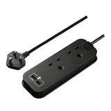 Masterplug 2 socket USB extension lead with travel case, imported from the UK