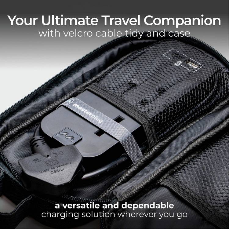 Masterplug 2 socket USB extension lead with travel case, imported from the UK