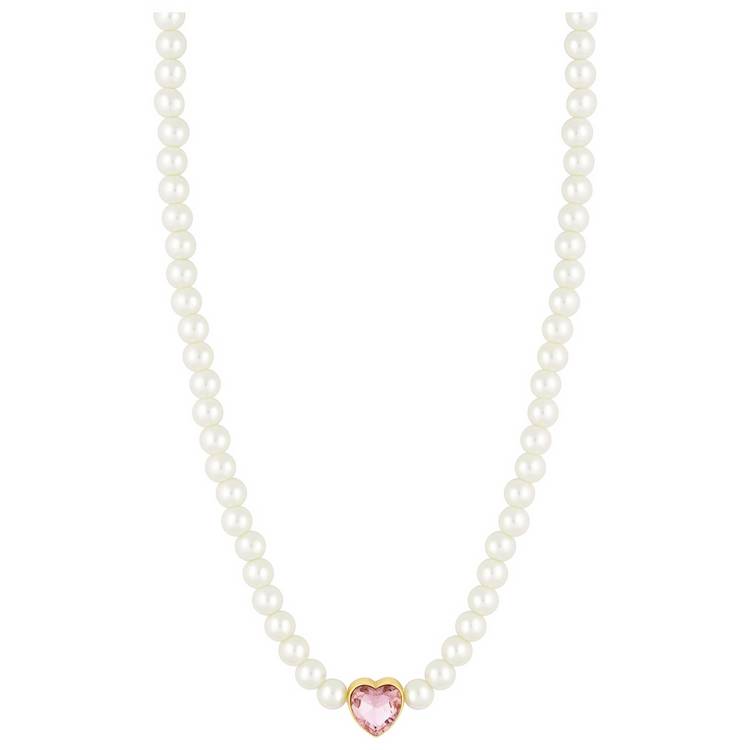 Lipsy pearl heart choker necklace pink charm, imported from the UK