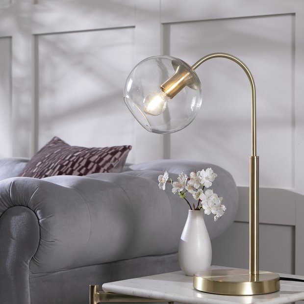 Habitat Coleman brass table lamp with glass shade (British brand)