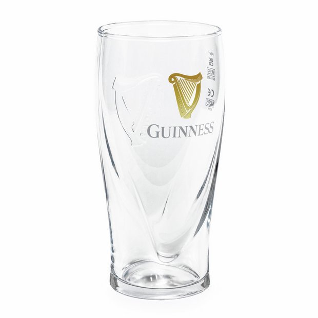 Guinness embossed pint glass set pack of 2 568ml - British product