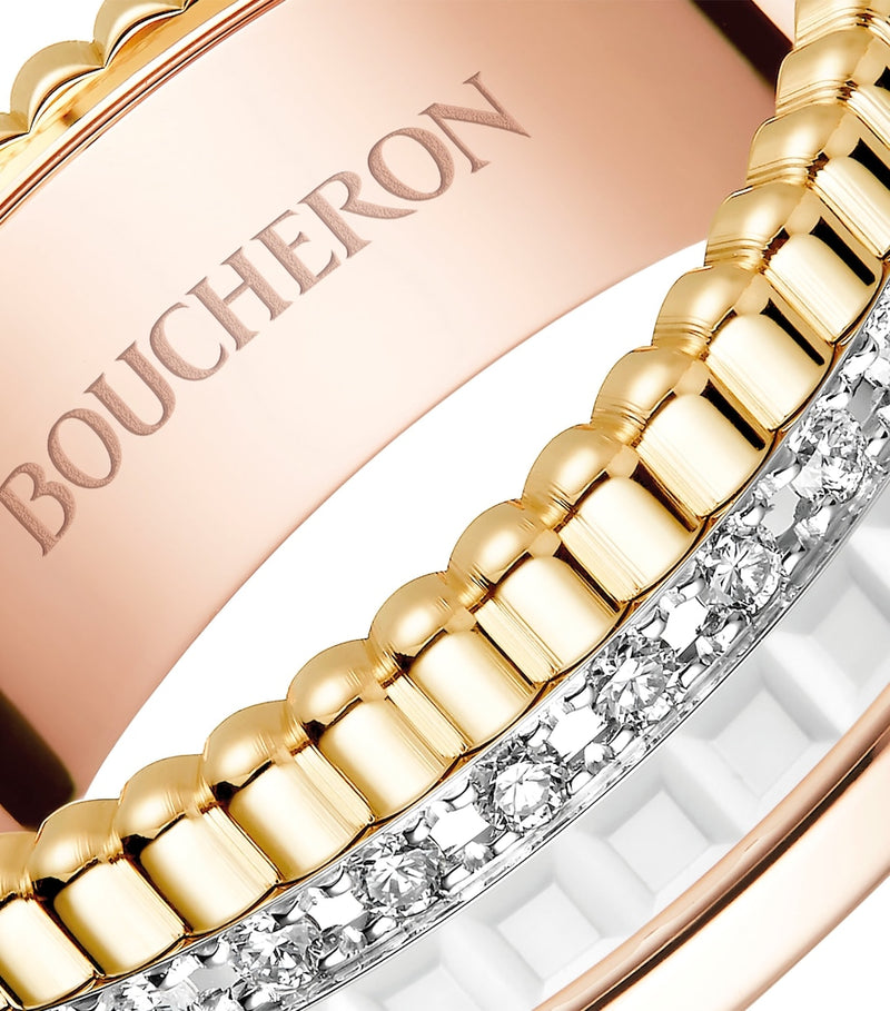 Boucheron Quatre White Edition ring mixed gold diamonds ceramic, UK version