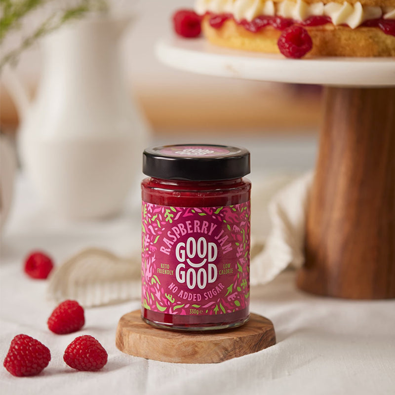 Good Good raspberry jam no added sugar 330g (British brand)
