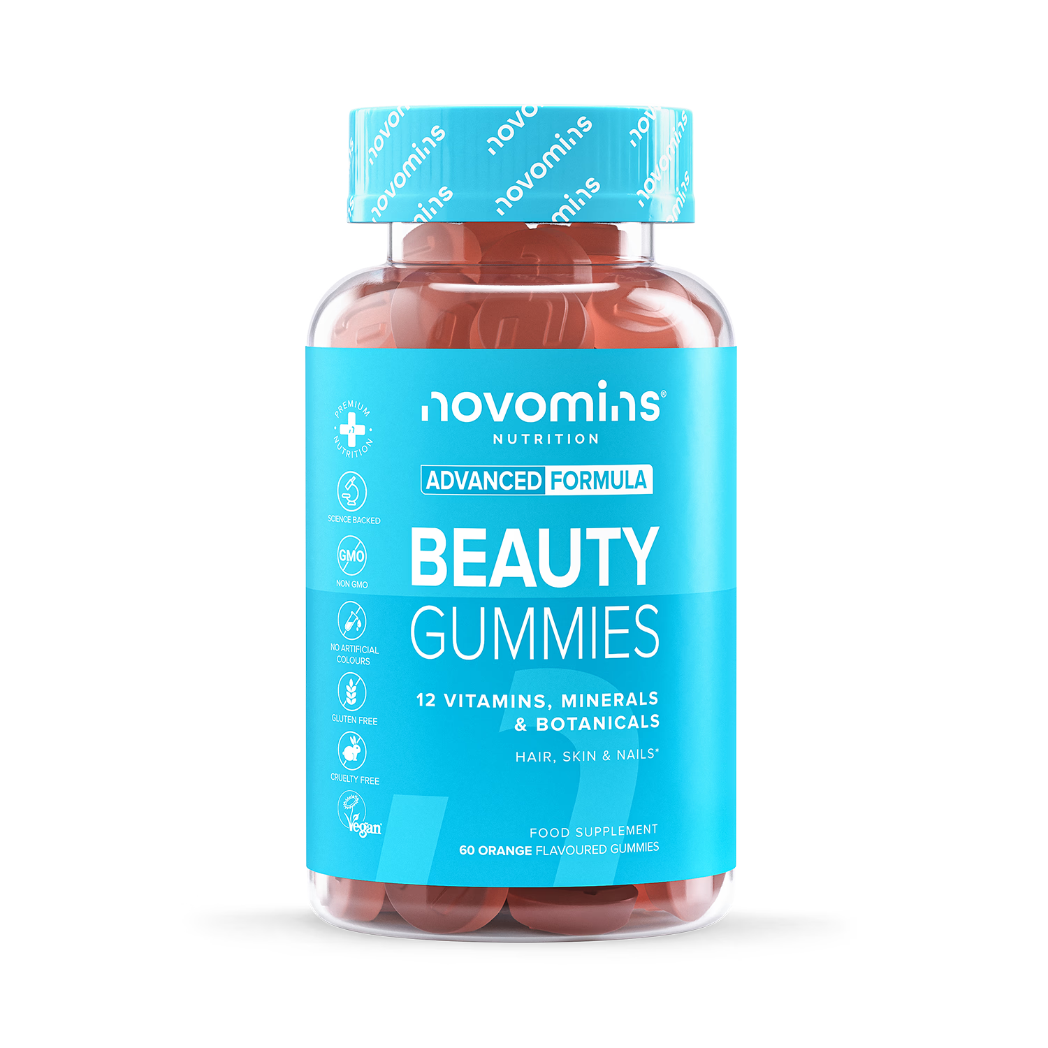 Novomins hair skin nails orange gummies 60 count - British product