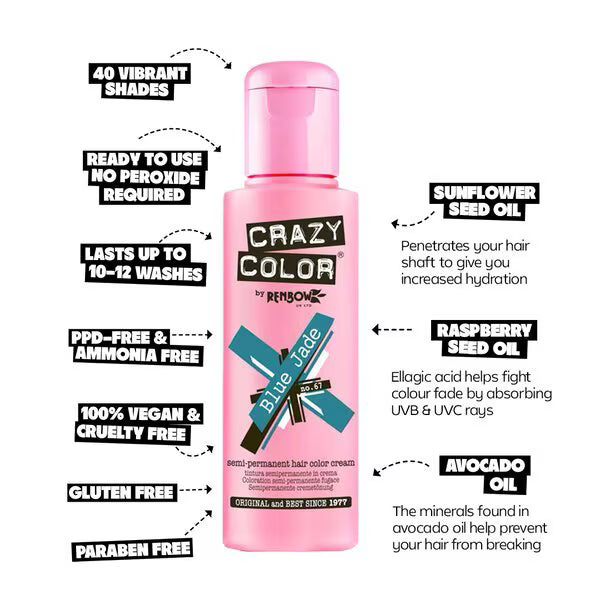 Crazy Color Blue Jade 67 hair dye - British product