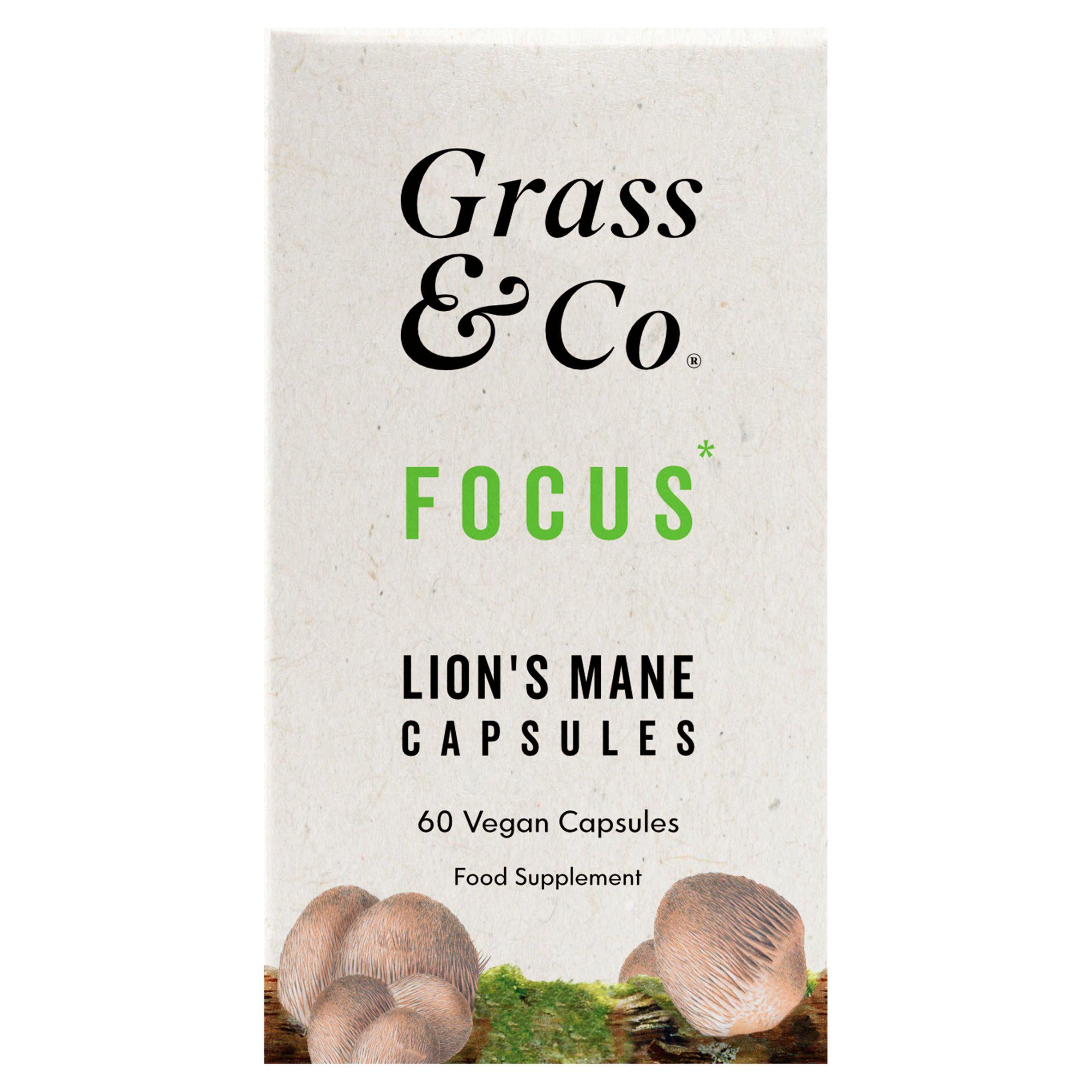 Grass & Co. Mushrooms Focus Lion's Mane Vegan Capsules x60 120g GOODS Sainsburys   