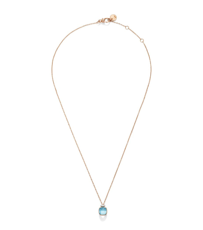 Pomellato Nudo blue topaz diamond necklace mixed gold, imported from the UK